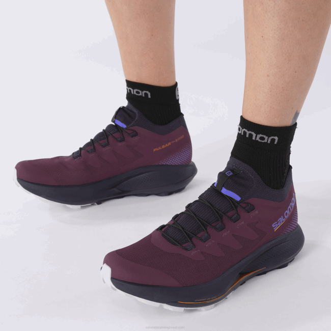 Salomon46081532 tênis de corrida feminino - pulsar trail pro vinho de uva/céu noturno/rocha lunar