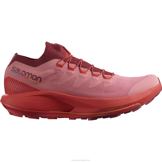 Salomon46081533 tênis de corrida feminino - pulsar trail pro rosa chá/biking red/laranja brilhante