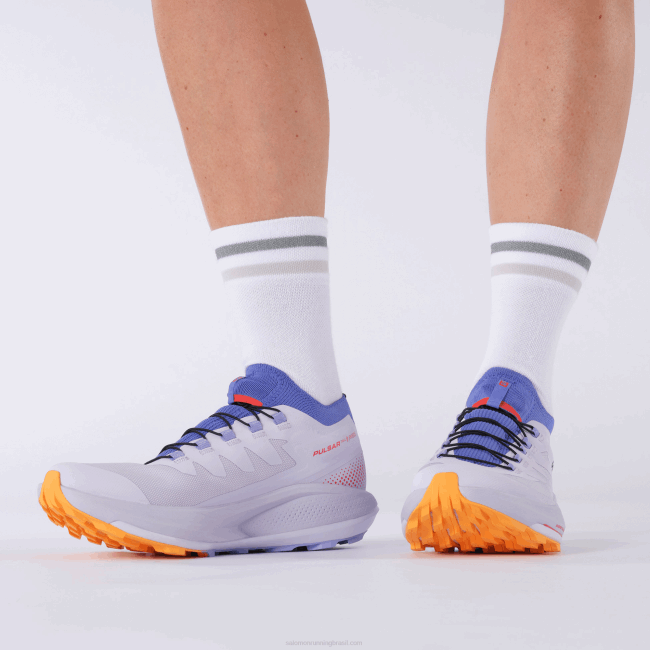 Salomon46081534 tênis de corrida feminino - pulsar trail pro urze roxo/azul amparo/laranja ardente