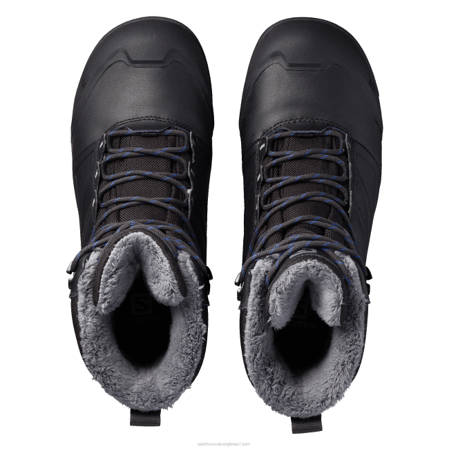 Salomon4608783 botas de inverno femininas - toundra pro clima à prova d'água fantasma/preto/amparo azul