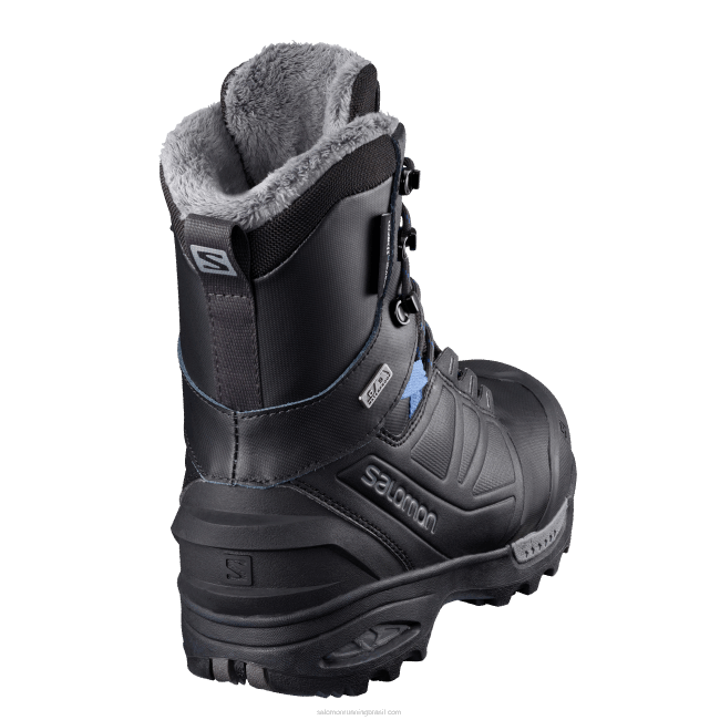 Salomon4608783 botas de inverno femininas - toundra pro clima à prova d'água fantasma/preto/amparo azul
