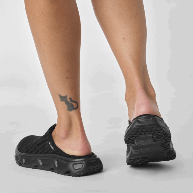 Salomon46081549 sapatos de recuperação femininos - reelax slide 6.0 preto/liga