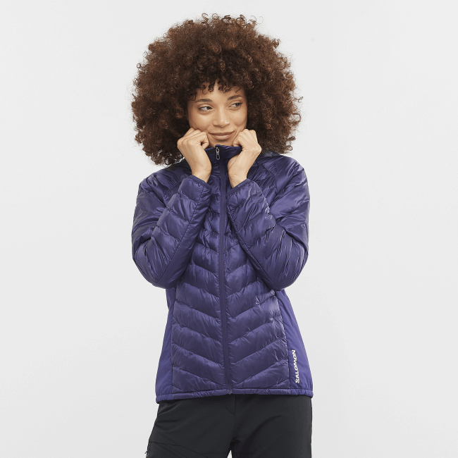 Salomon4608834 jaqueta com capuz feminina - contorno primaloft aura astral