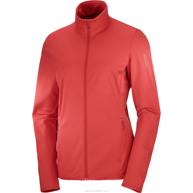 Salomon4608868 Jaqueta midlayer feminina com zíper completo - Essential Lightwarm samba