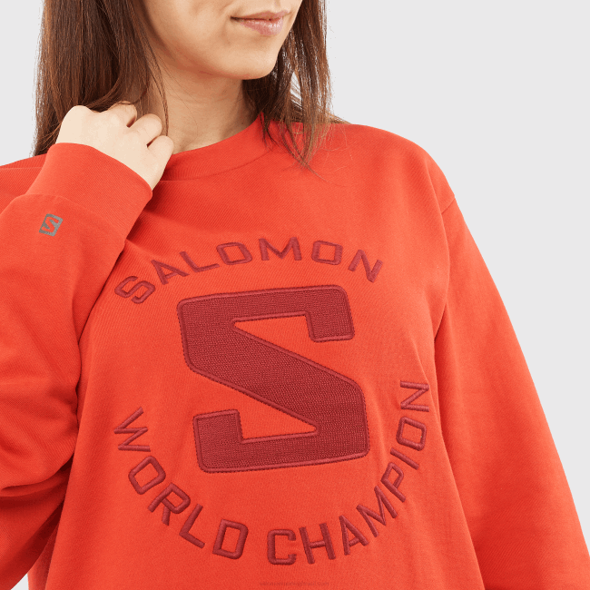 Salomon4608875 pulôver feminino de gola redonda - outlife logo verão aura laranja