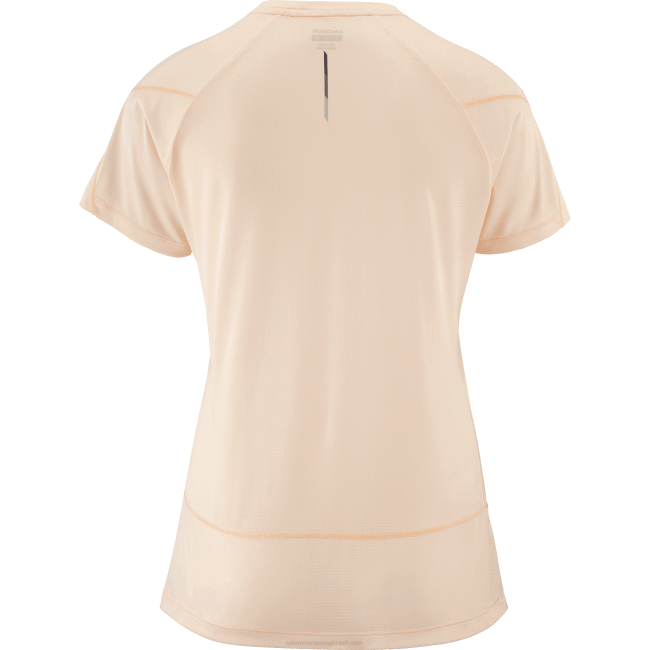 Salomon4608878 t-shirt de manga curta para mulher - cross run bronzeado creme/urze