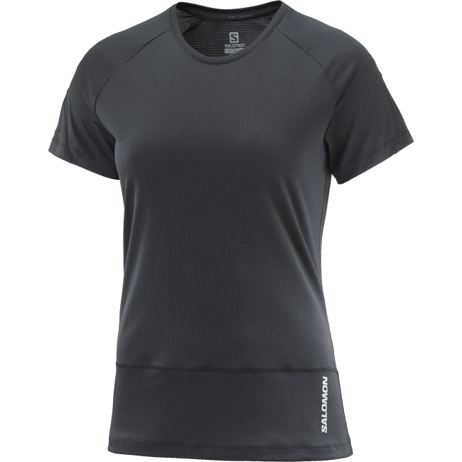 Salomon4608883 t-shirt de manga curta para mulher - cross run preto profundo