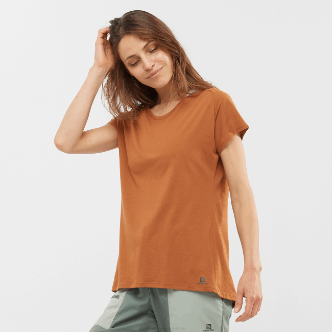 Salomon4608895 camiseta manga curta feminina - formato essencial mel de gengibre