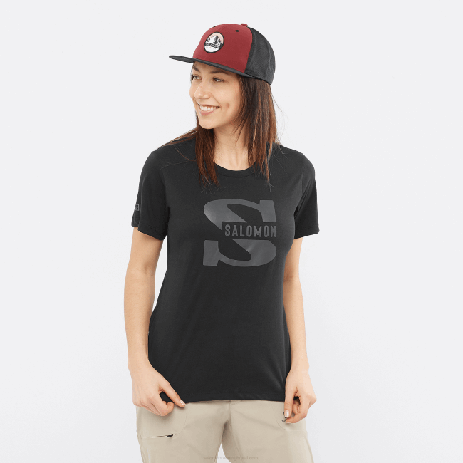 Salomon4608903 camiseta manga curta feminina - outlife big logo preto
