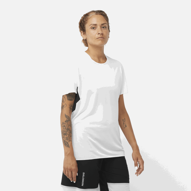 Salomon4608911 t-shirt feminina de manga curta - shortney branco/preto profundo