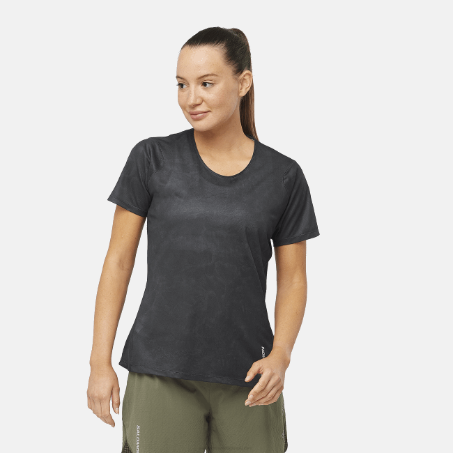 Salomon4608928 t-shirt de manga curta de mulher - sense aero periscópio/preto profundo